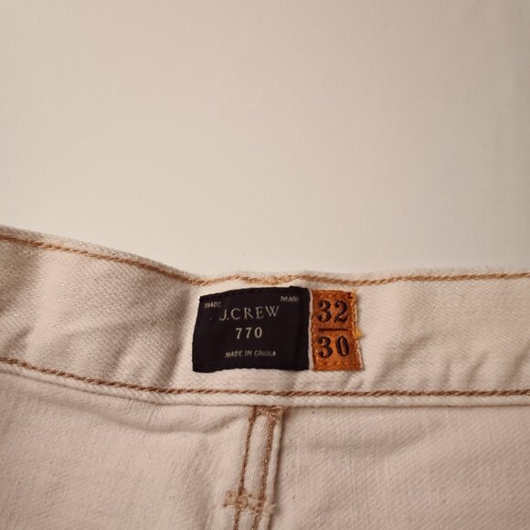Mens J.Crew 770 Jeans Size 32 Buttonfly Straight Leg Cream Color Cotton - Picture 6 of 10